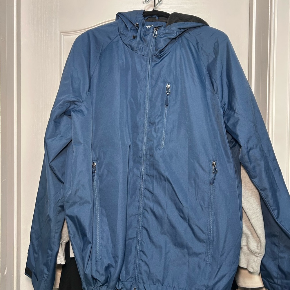 Men's Navy Hooded Windbreaker Jacket